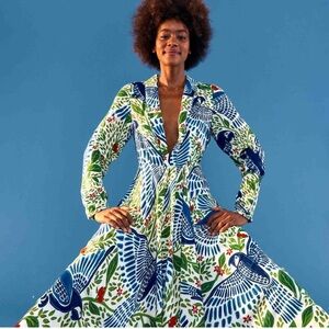 ⭐️ FARM Rio Blue Macaw Flight Maxi Dress